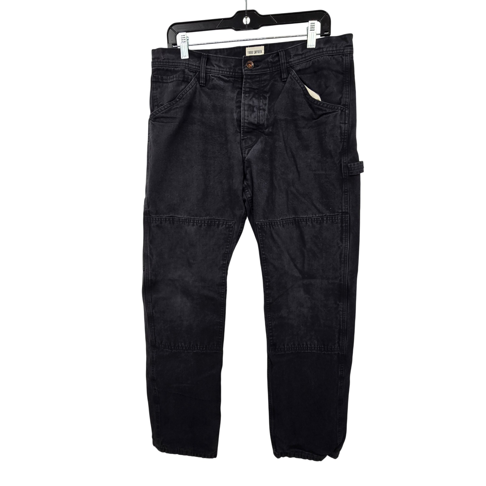 Todd Snyder Double Knee Pants Men 33x32 Black Flannel Lined Carpenter Workwear